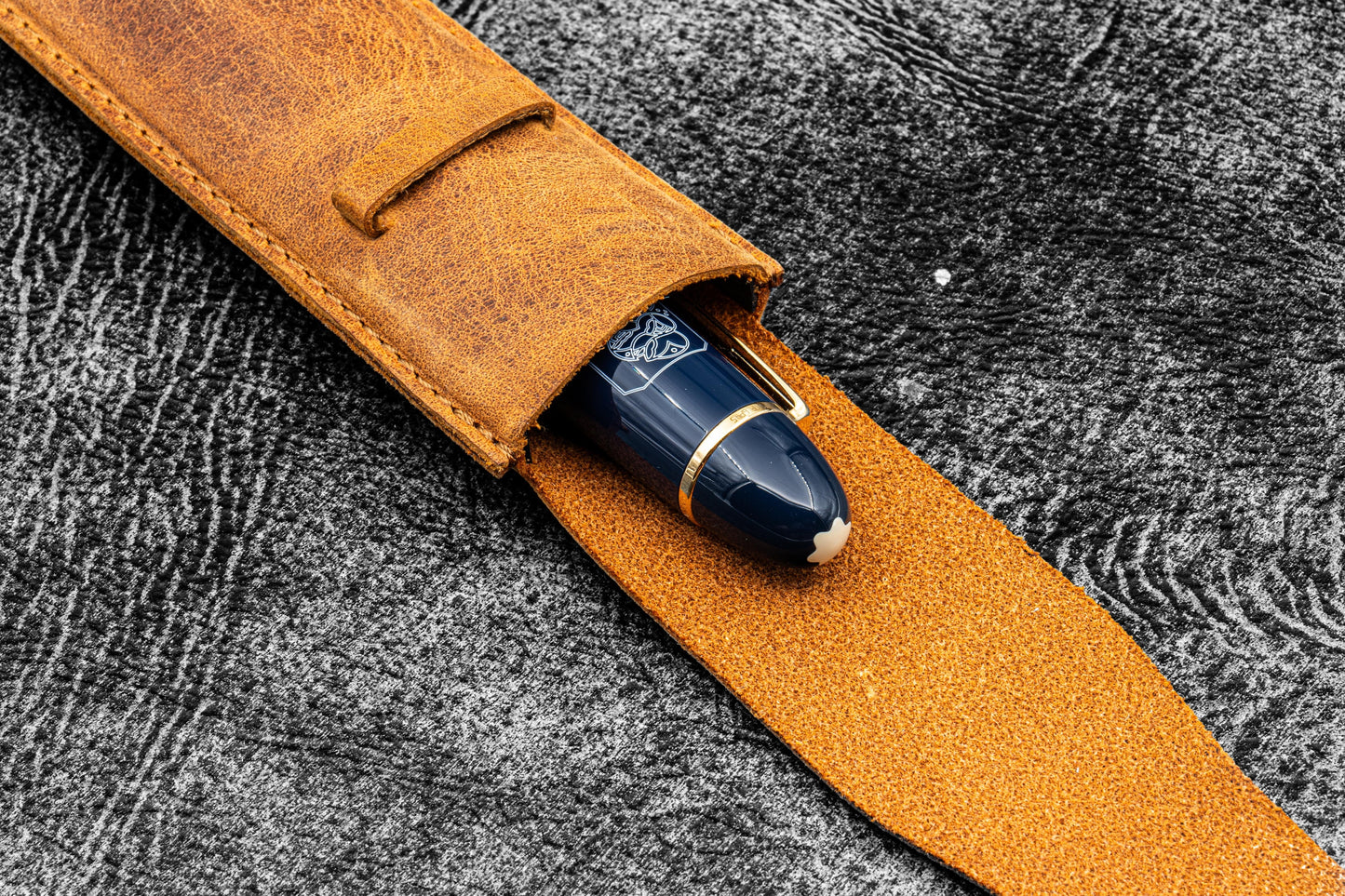 Vintage Slim Leather Pen Sleeve for Single Pen - C.H. Brown