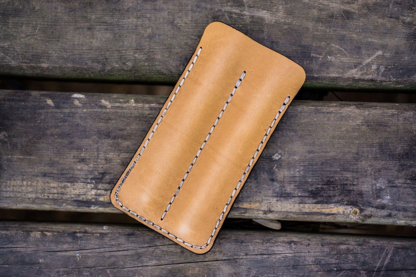 Leather Double Fountain Pen Case / Pen Sleeve - Natural