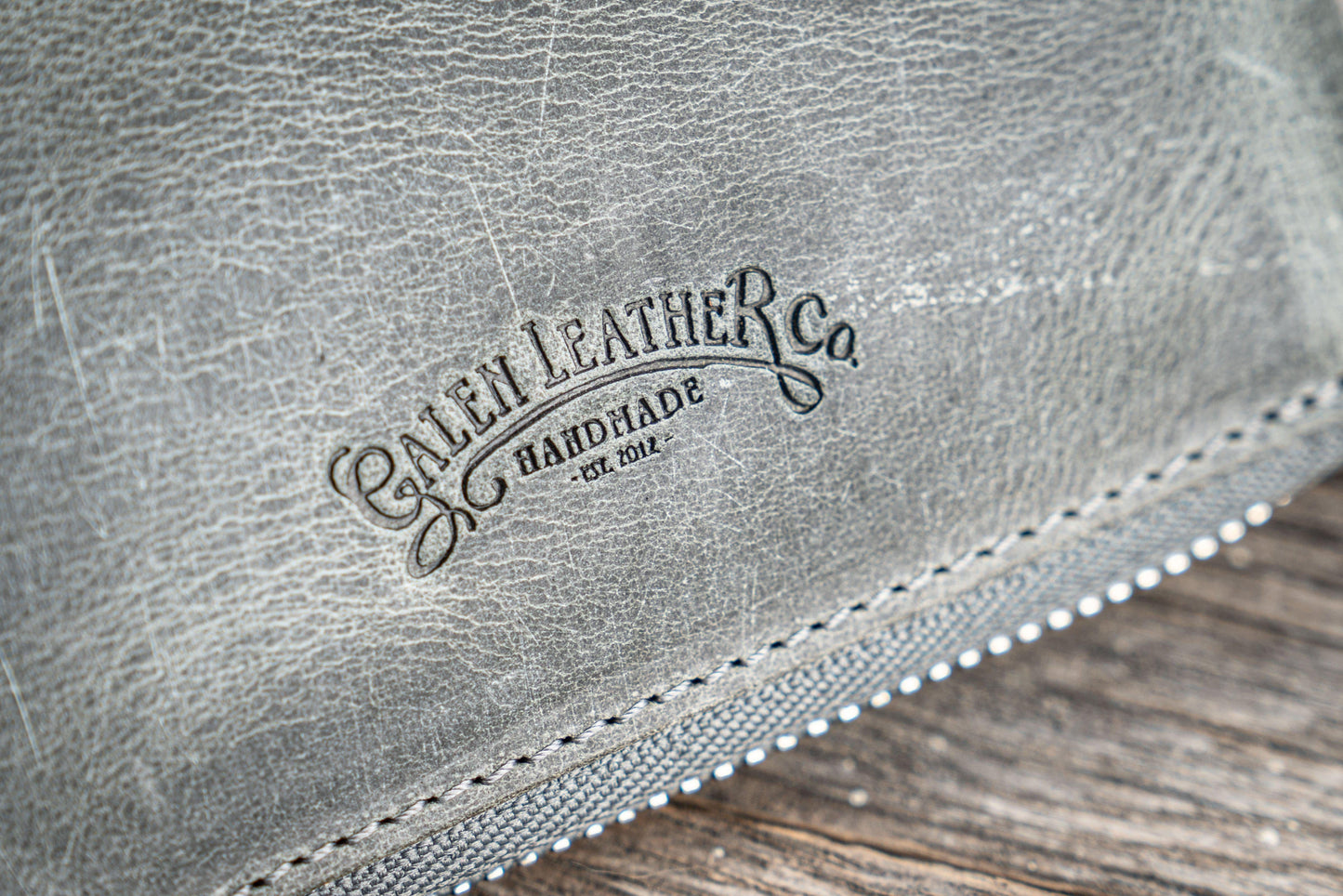 Leather Zippered 5 Slots Pen Case - Crazy Horse Smoky
