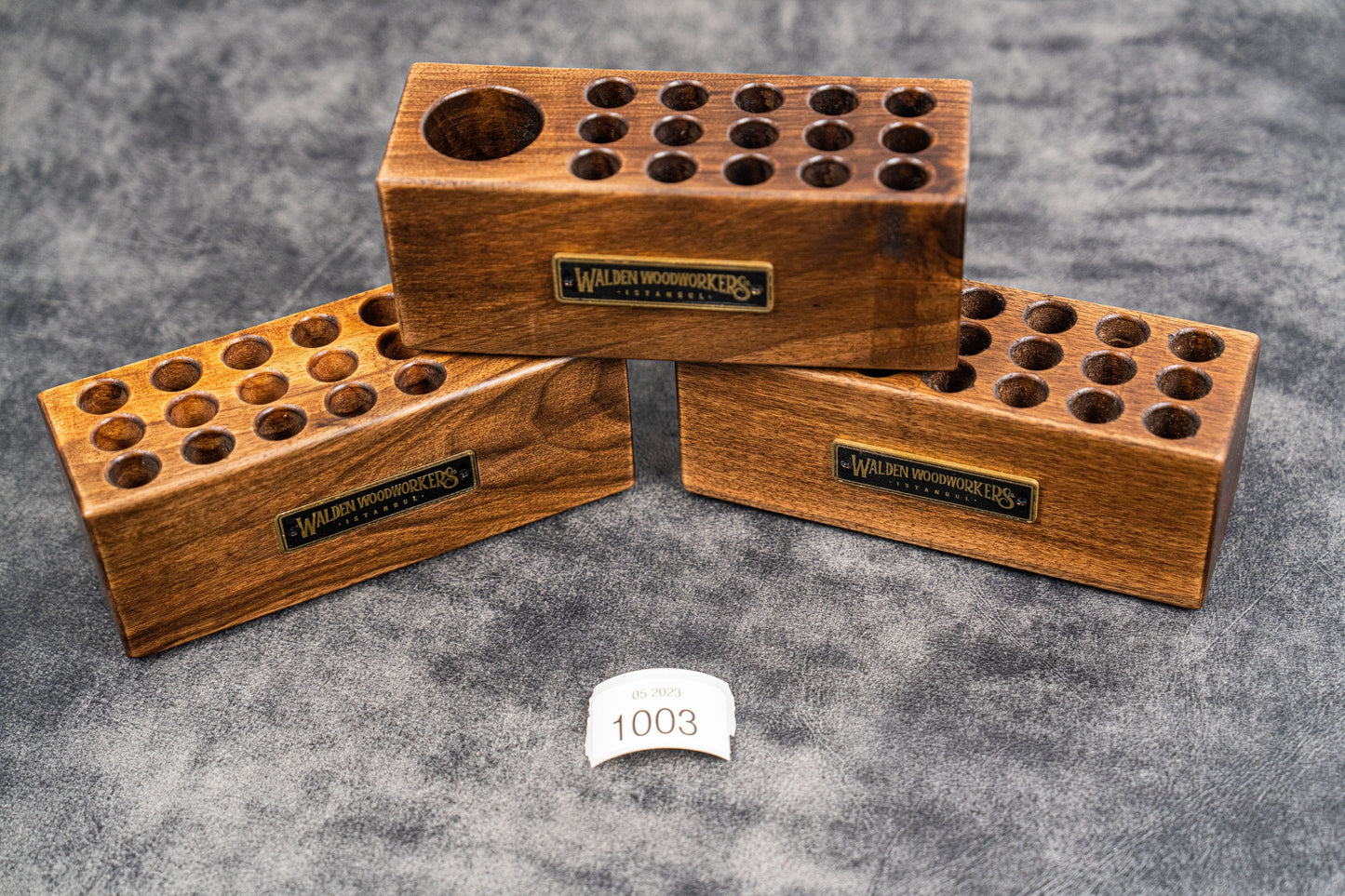 SECONDS WOOD DESK ORGANIZER - PEN HOLDER - WALNUT - 1003