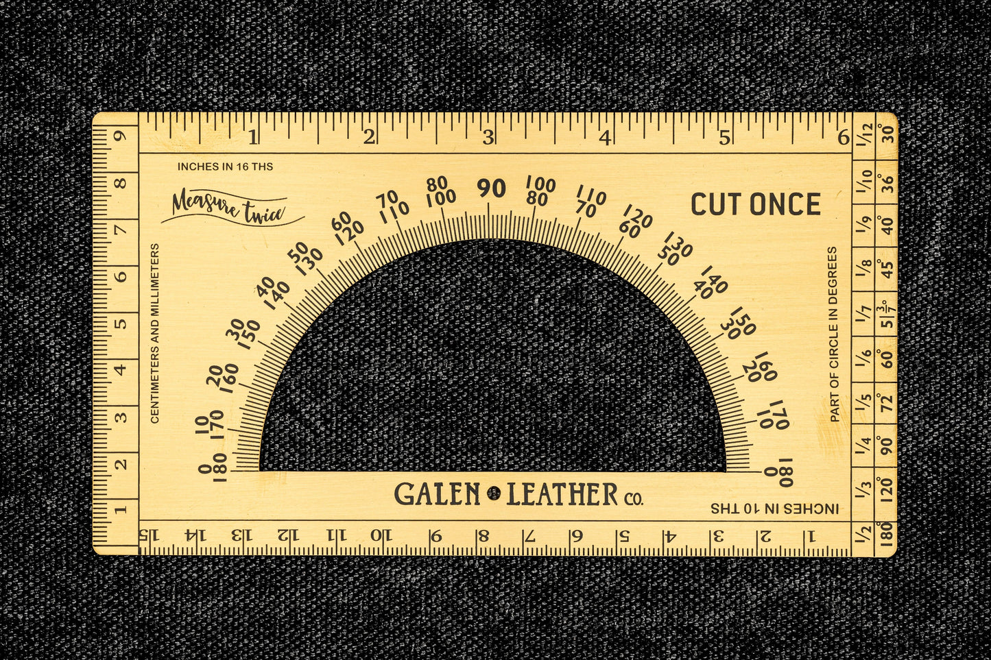 The Rectangle Protractor – Solid Brass Imperial and Metric Ruler with Protractor