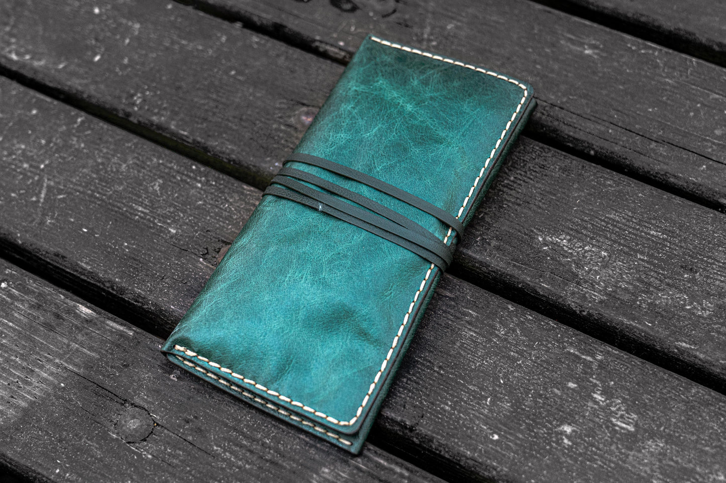 Personalized Leather Pipe Pouch/Pipe Roll - Rustic Green