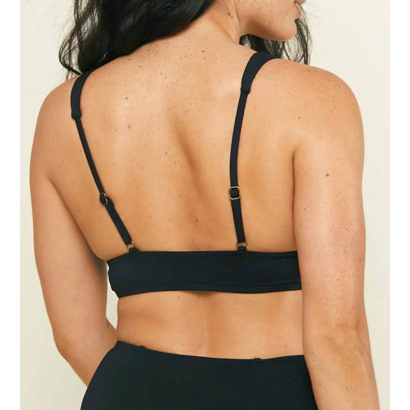 ANDIE SWIM Women's Belize Bikini Top Medium Black Plunge V Neck