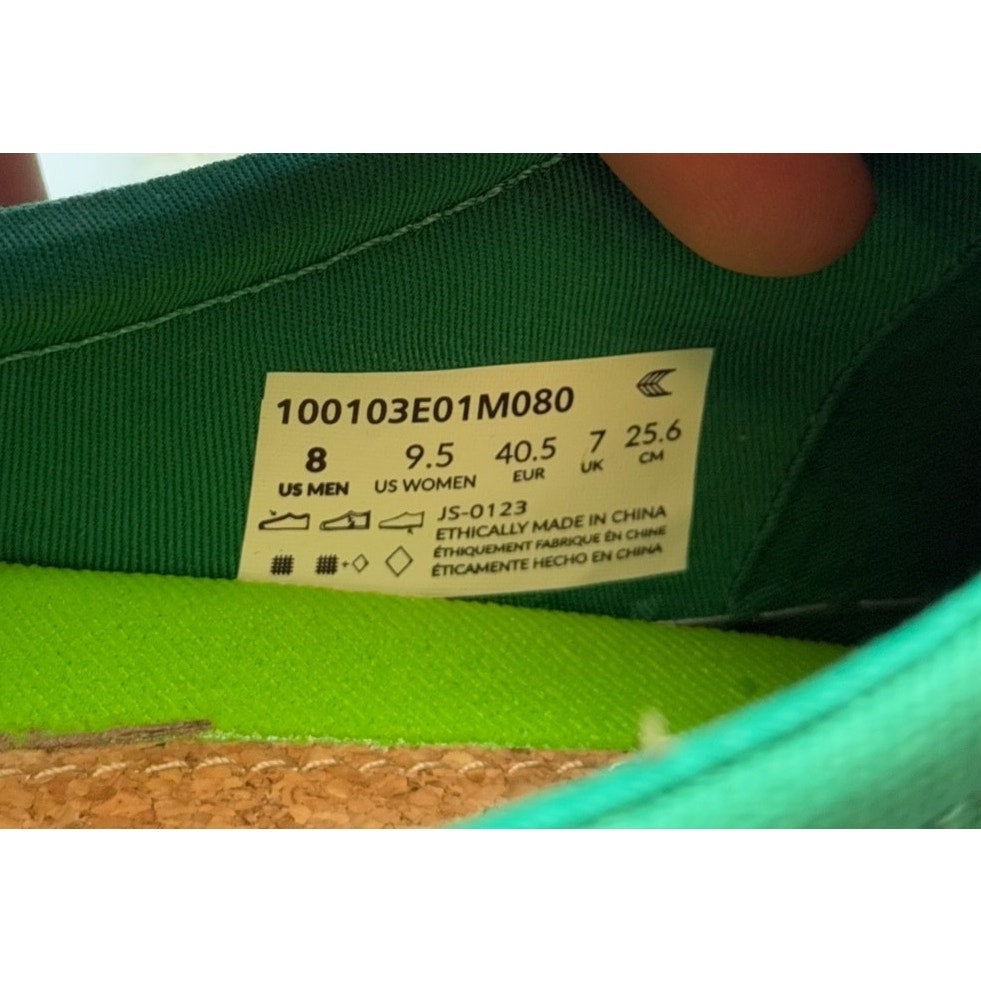 Cariuma OCA Low Canvas Sneaker Men's 8 Women's 9.5 Green Organic Cotton NIB
