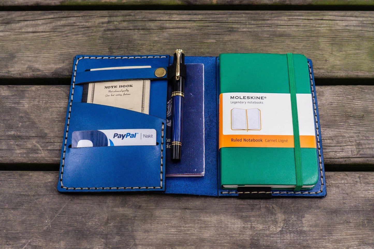 Leather Rhodia A6 Notebook Cover - Blue