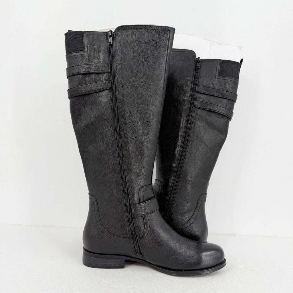 Naturalizer Womens Jessie Knee High Boots Size 8.5 WIDE Black Leather NWOB