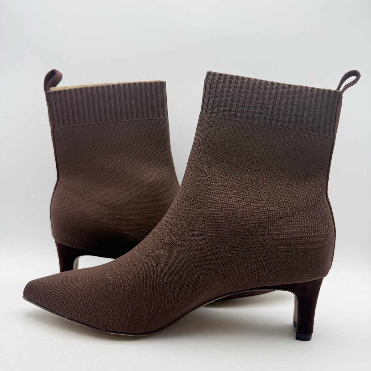 Andre Assous Womens Winter Ankle Boots Size 11 EU 43 Brown Knit NIB