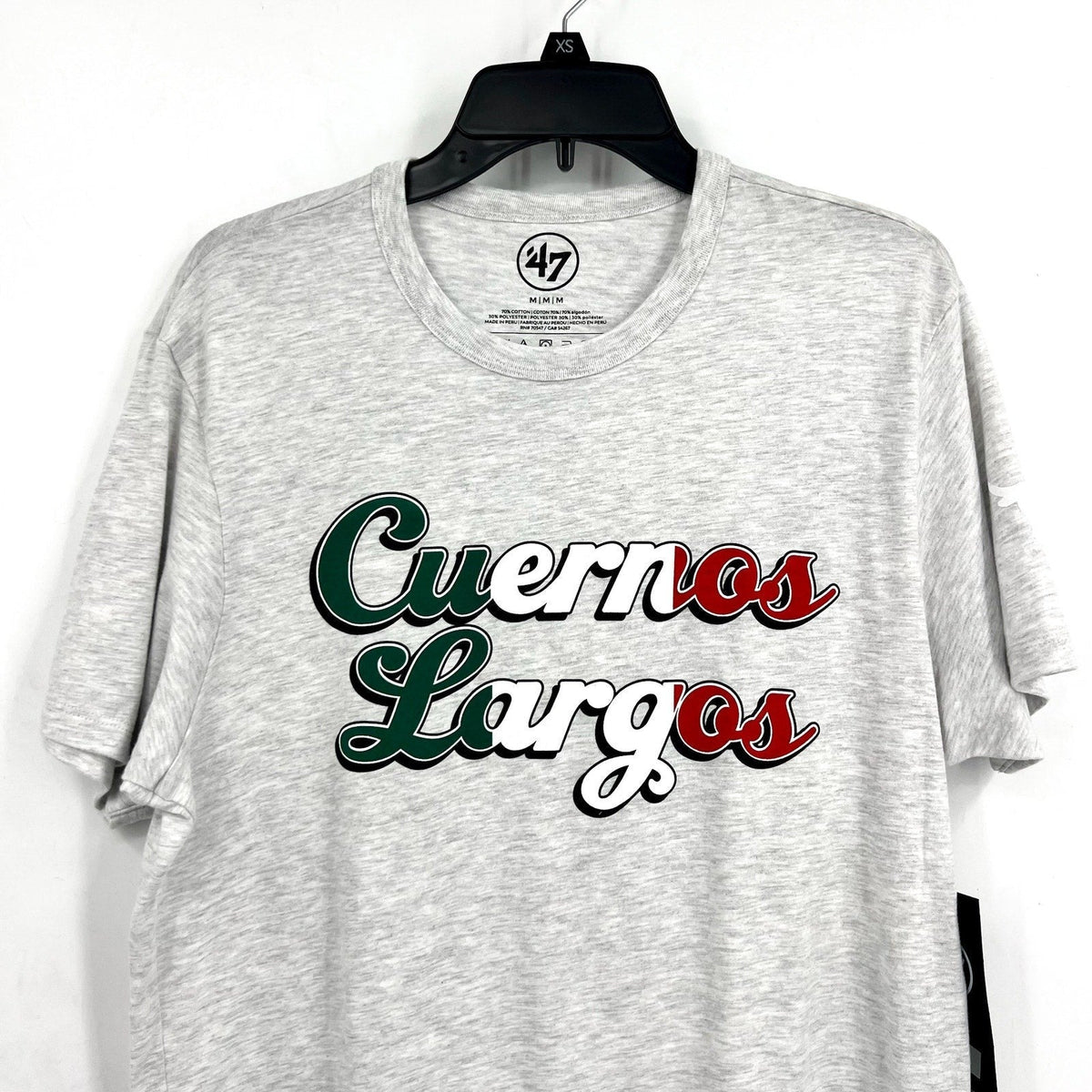 47 BRAND Mens Cuernos Lagros Texas Longhorn Shot Sleeve Tee Medium Grey NWT