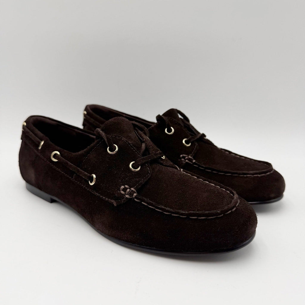 Madewell Womens Jamie Boat Shoes Size 7 EU 37.5 Dark Brown Suede NIB
