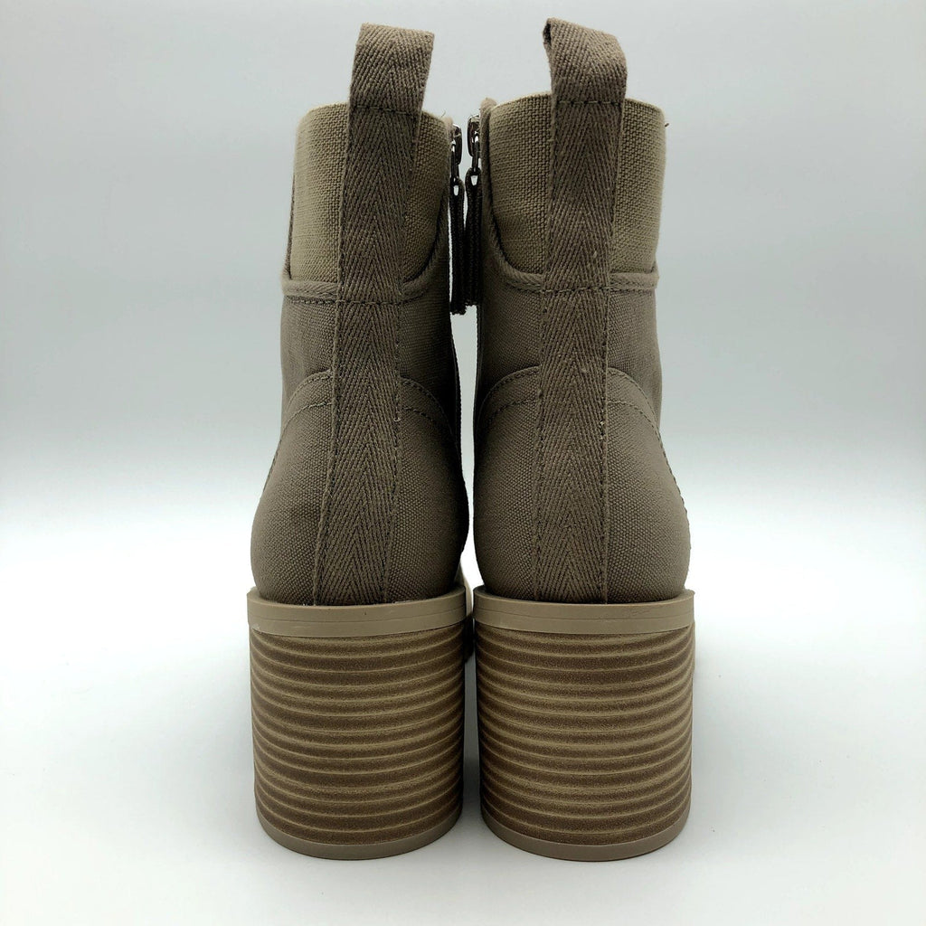 Dolce Vita Womens Combat Boots Size 9 Tan Canvas Stacked Heel NWOB