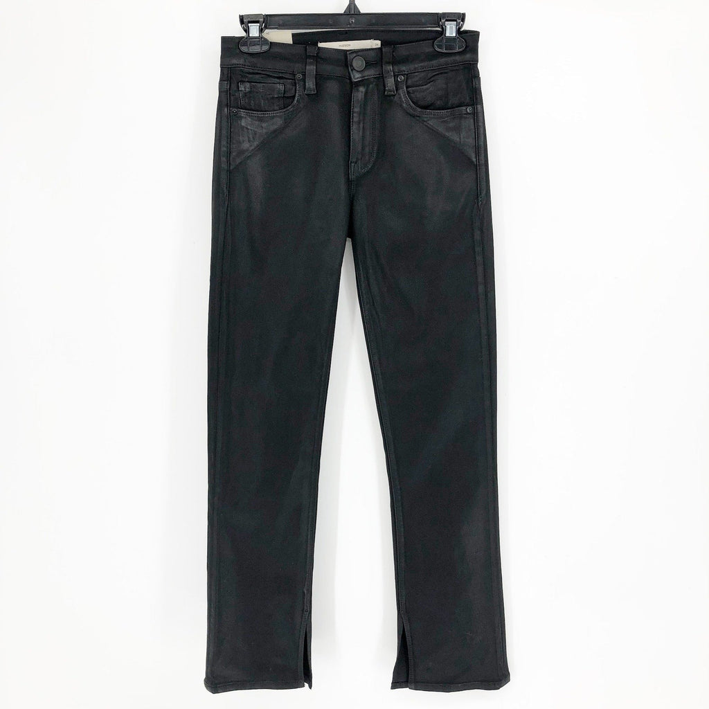HUDSON JEANS Nico Straight Ankle Jeans Size 24 Coated Black Beauty NWT