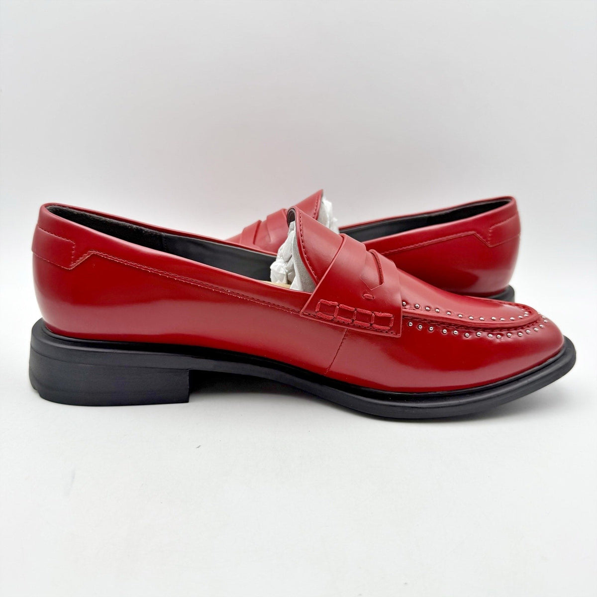 Franco Sarto Womens Eden Studded Loafers US 9 M EU 40 Red Slip On NWOB