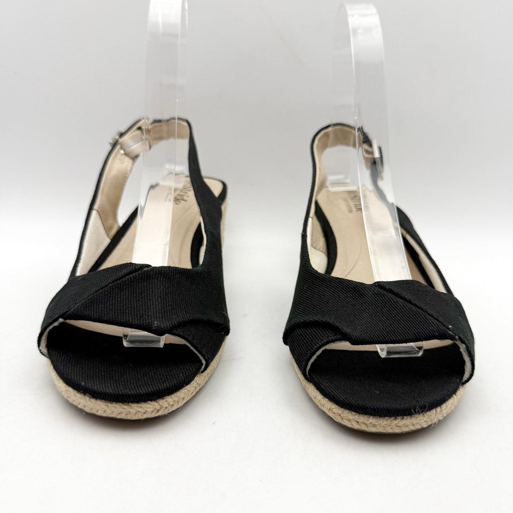 LifeStride Womens Socialite Wedge Sandals Size 6.5 M EU 36.5 Black Canvas NWOB