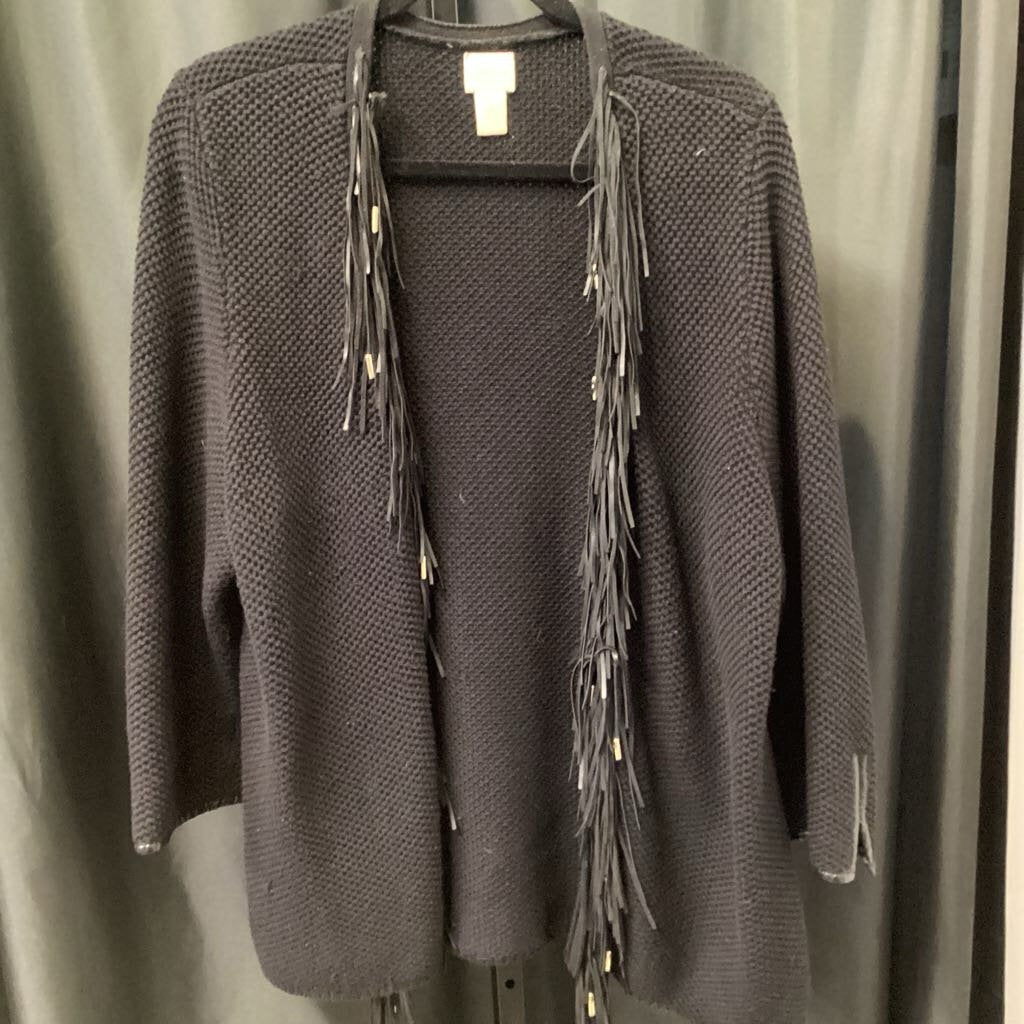 Chicos Knit w/Leather Fringe SWEATERS 3