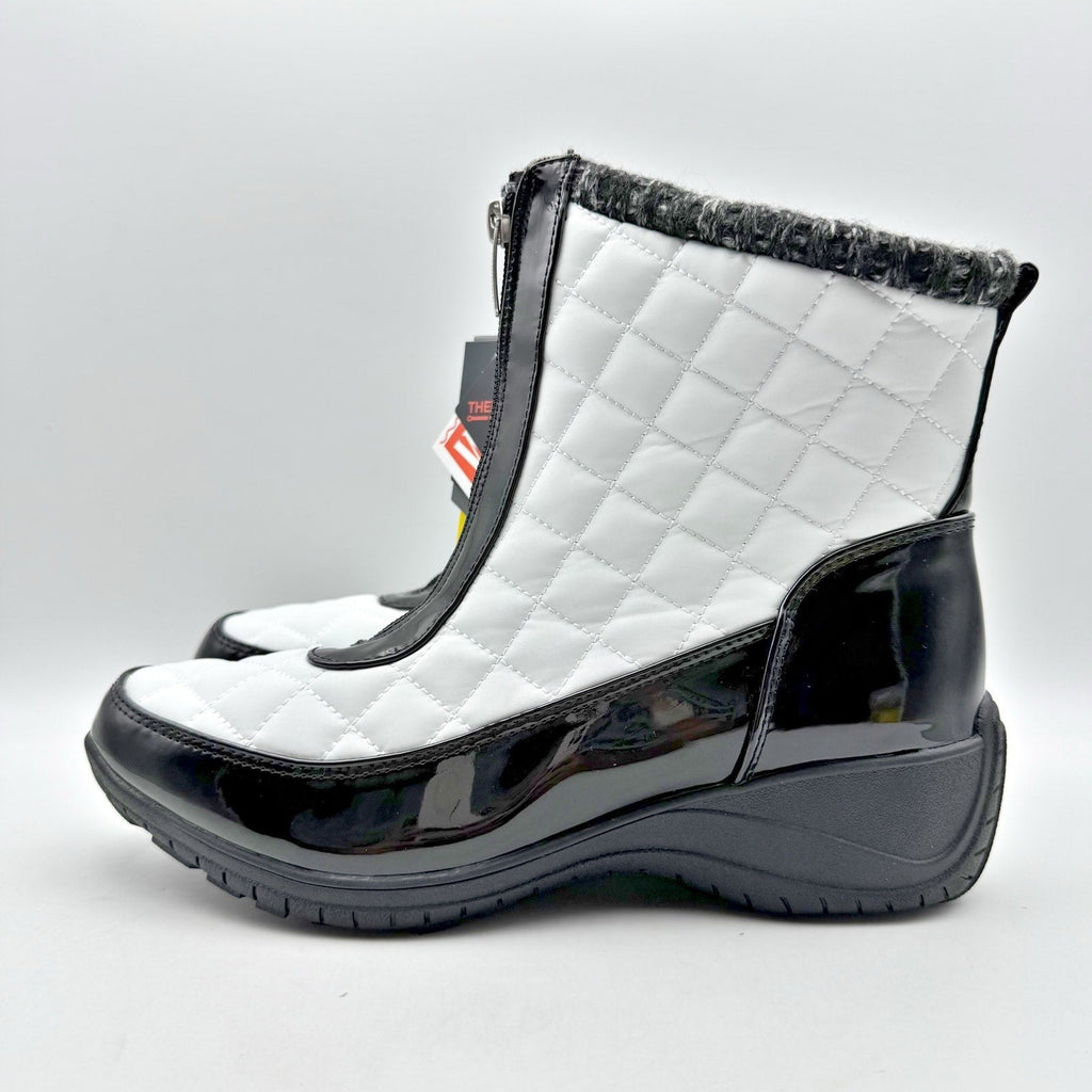 Khombu Womens Megan Snow Boots Size 6.5 Wide White Black Waterproof NIB
