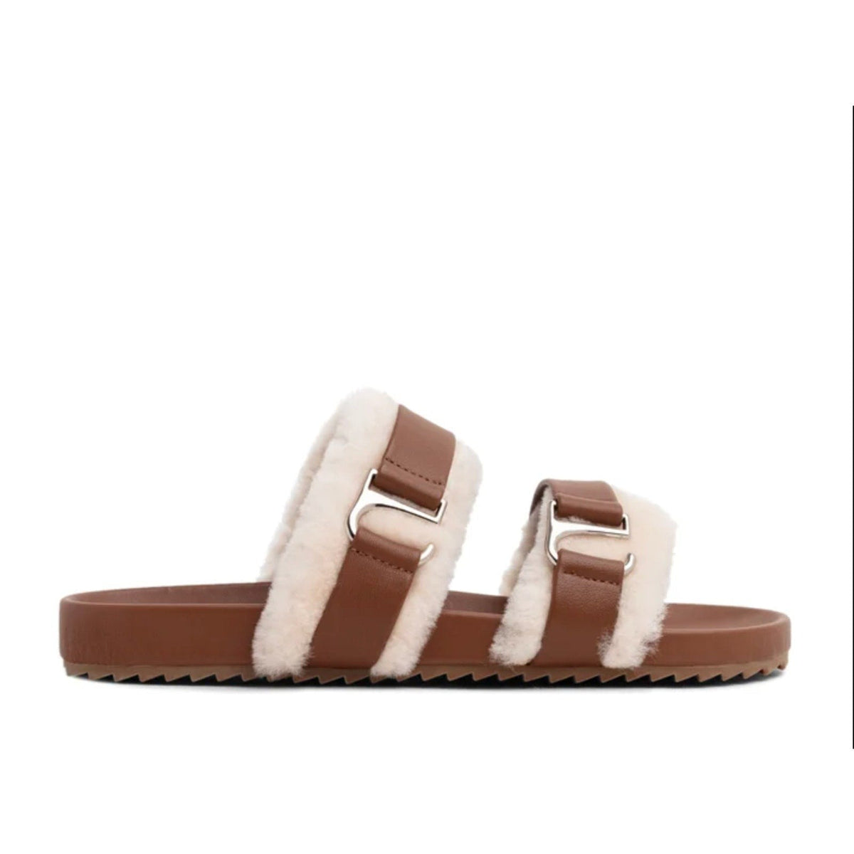 Senso Womens Dalley Slide Sandals EU 42 US 12 M Brown Leather Shearling NWOB