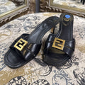 Fendi Slide Mules F Leather SHOES 36.5