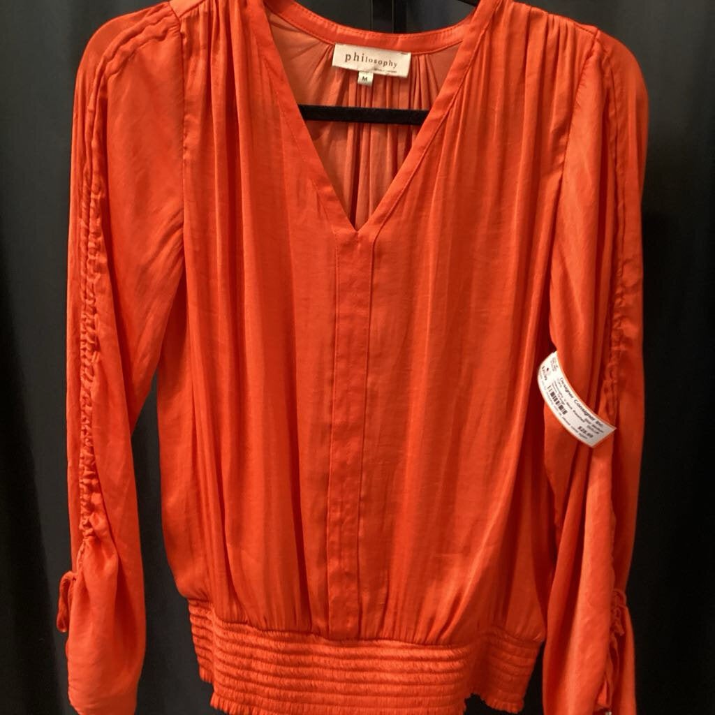 Philosophy V-Neck Rouched Sleeve TOPS Medium