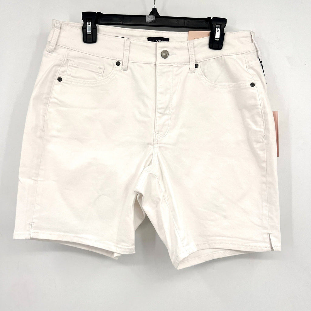 NYDJ Womens Ella Denim Shorts Size 14 PETITE Optic White 8" Inseam NWT