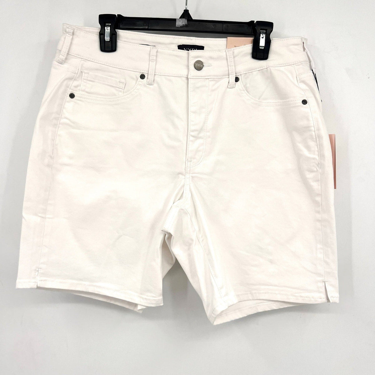 NYDJ Womens Ella Denim Shorts Size 14 PETITE Optic White 8" Inseam NWT