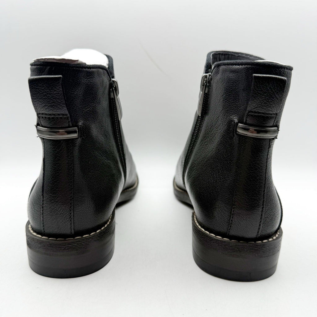 Franco Sarto Womens Marcus Ankle Bootie Size 7 M EU 37 Black Leather Boots NIB