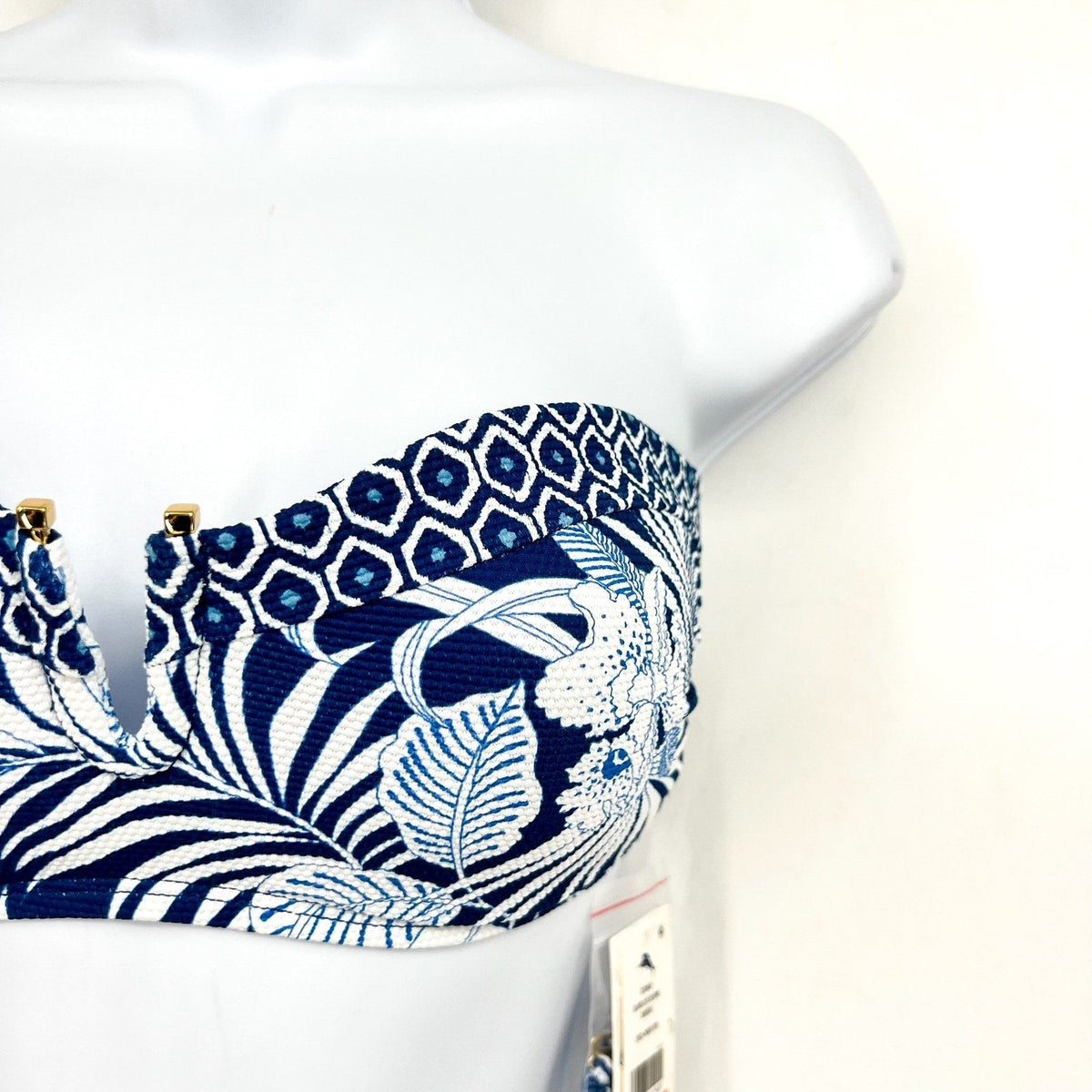 TOMMY BAHAMA Island Cays Blooms Bandeau Bikini Top Small Indigo Tide NWT