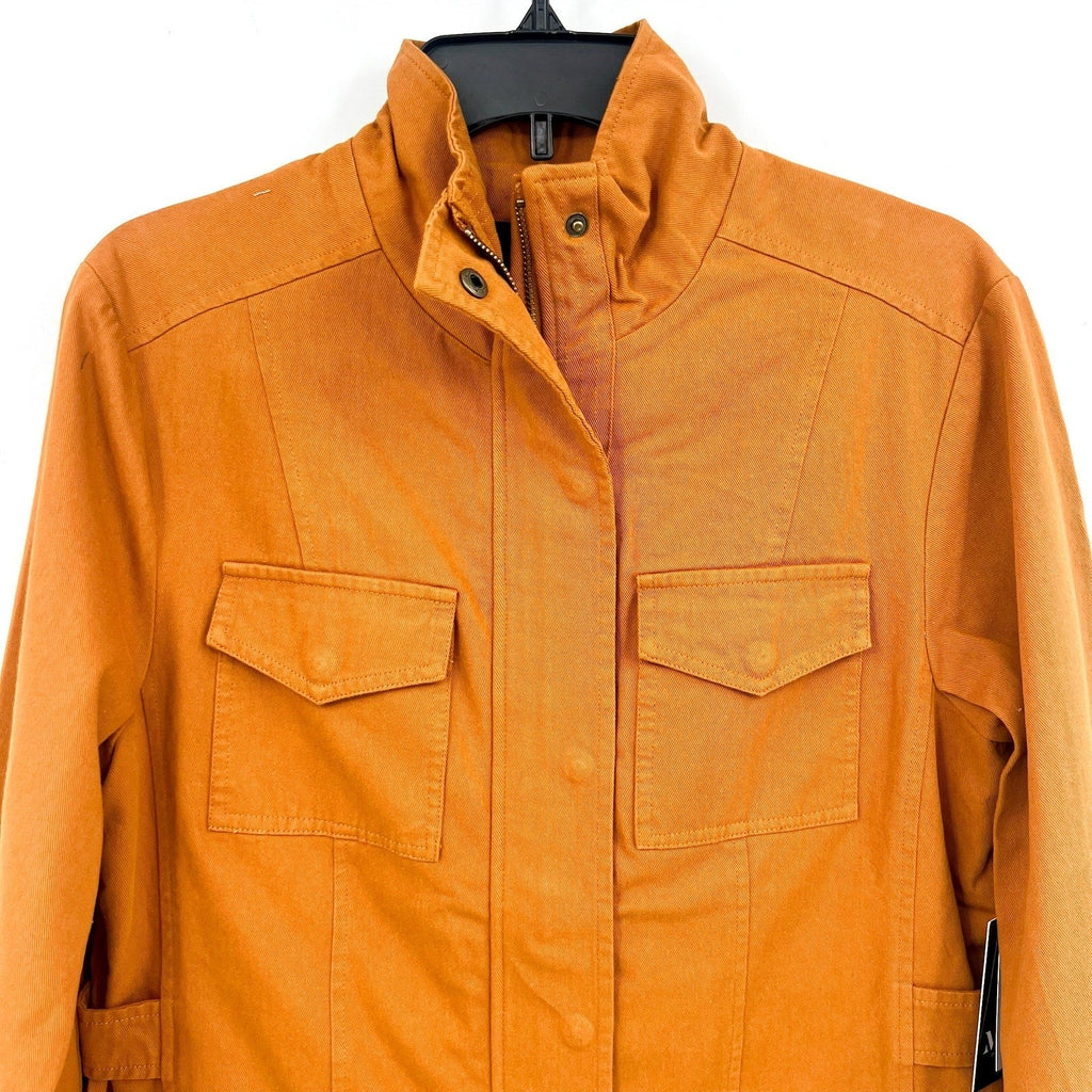 MO-KA BY SANTA FE APPAREL Jacket Small Orange Snap Button 100% Cotton NWT