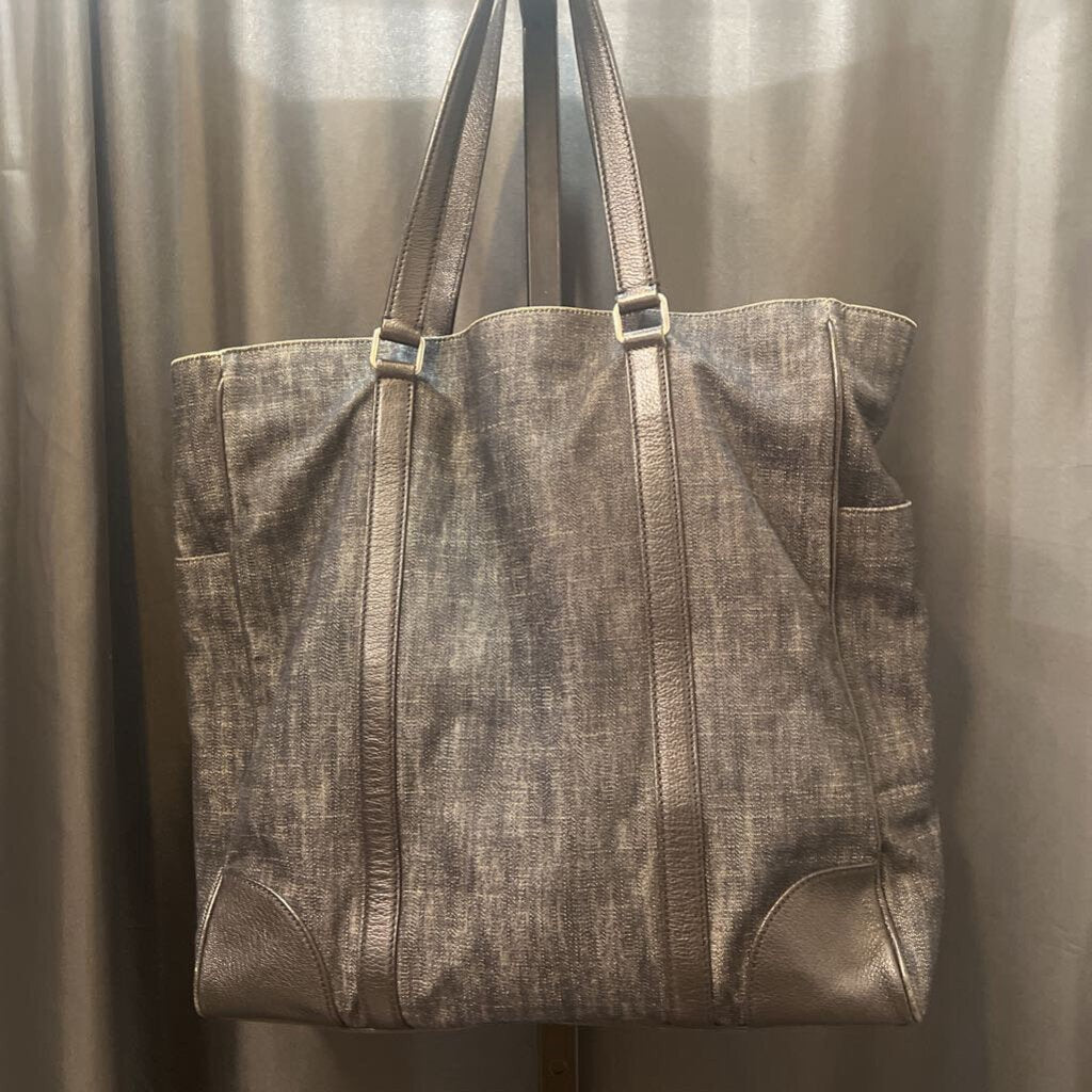 Prada Denim Tote Leather HANDBAGS L