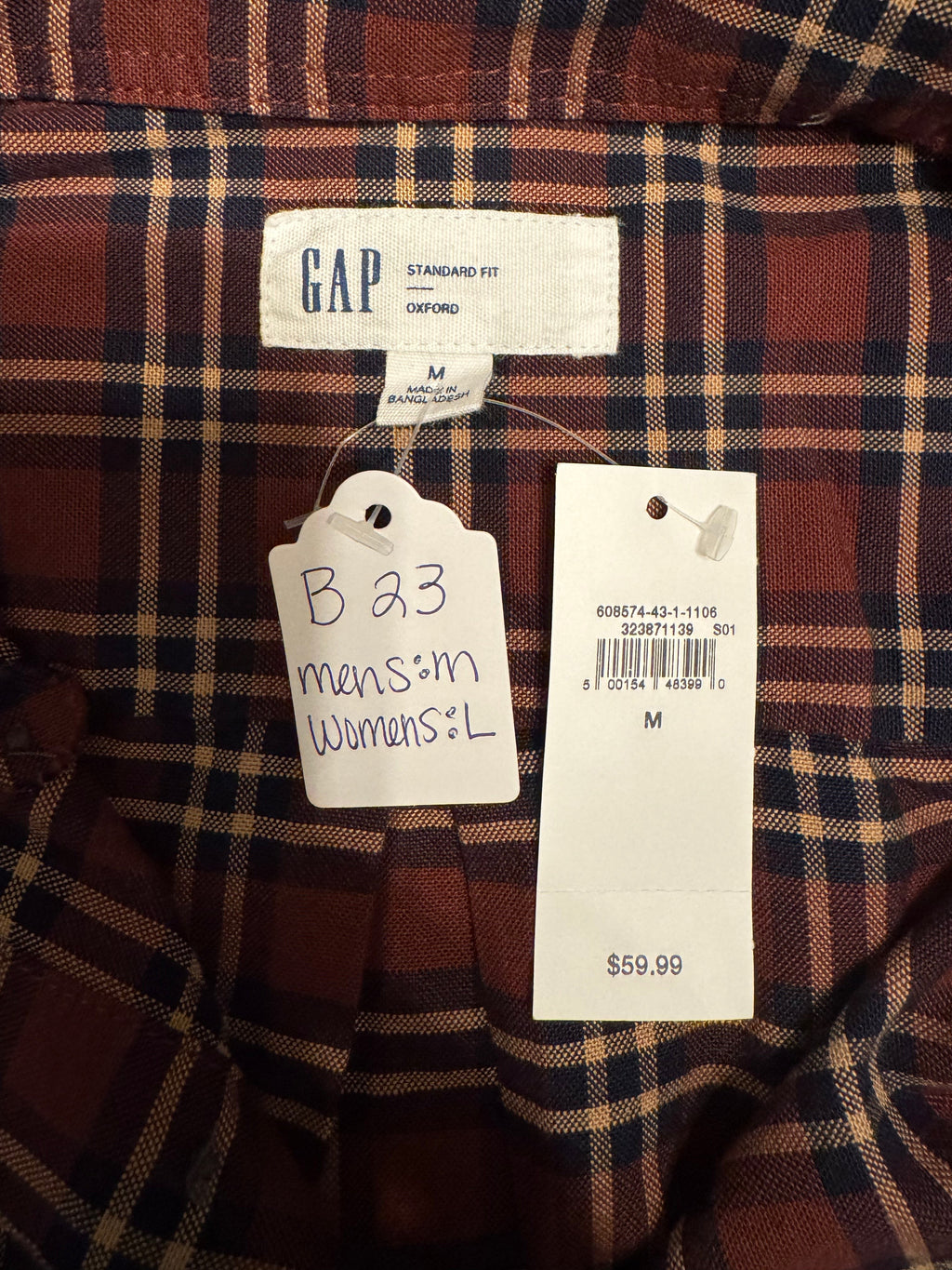 Brand Gap - Wine, Navy and Camel Plaid Long Sleeve - Multiple Sizes