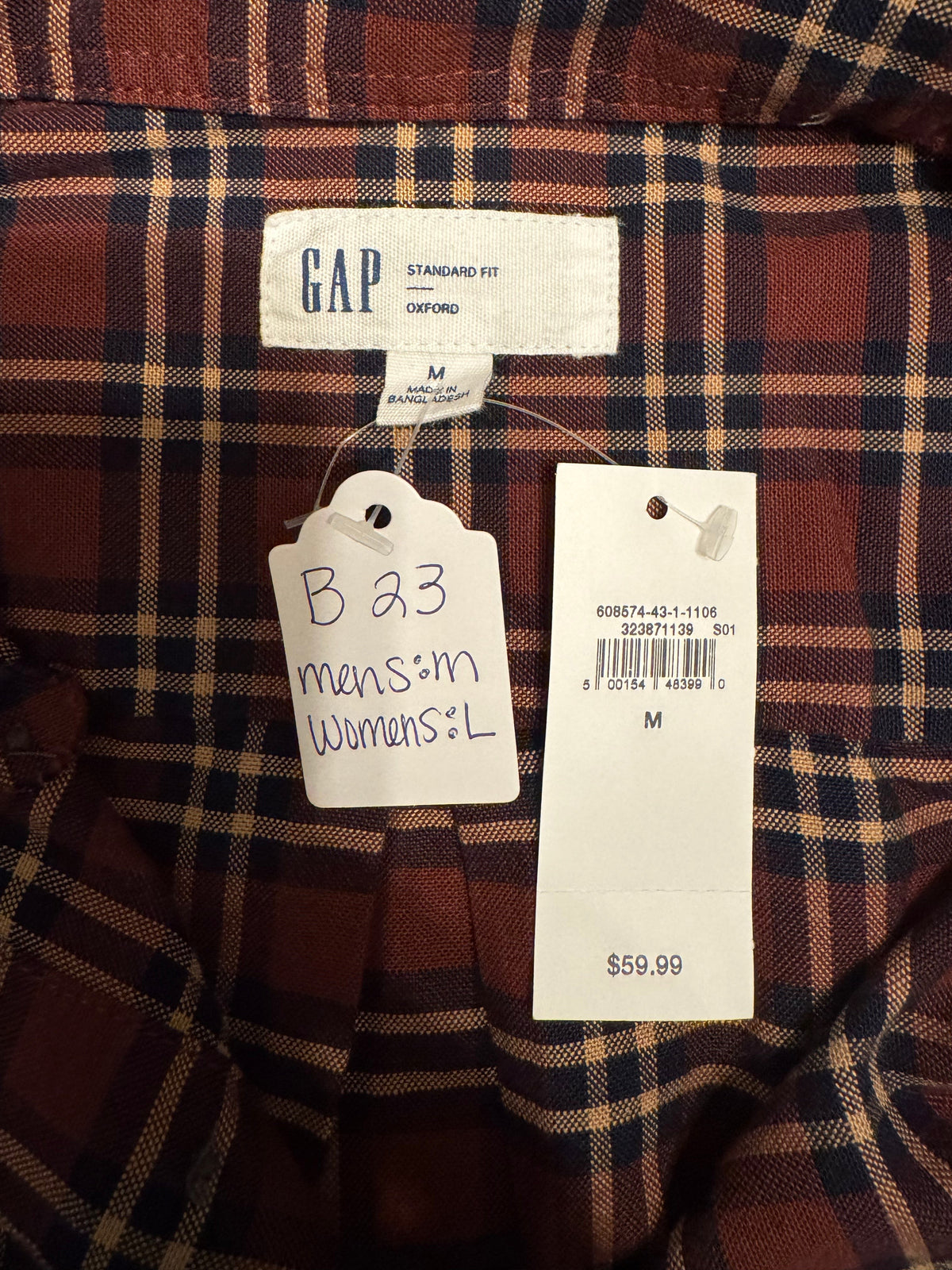 Brand Gap - Wine, Navy and Camel Plaid Long Sleeve - Multiple Sizes
