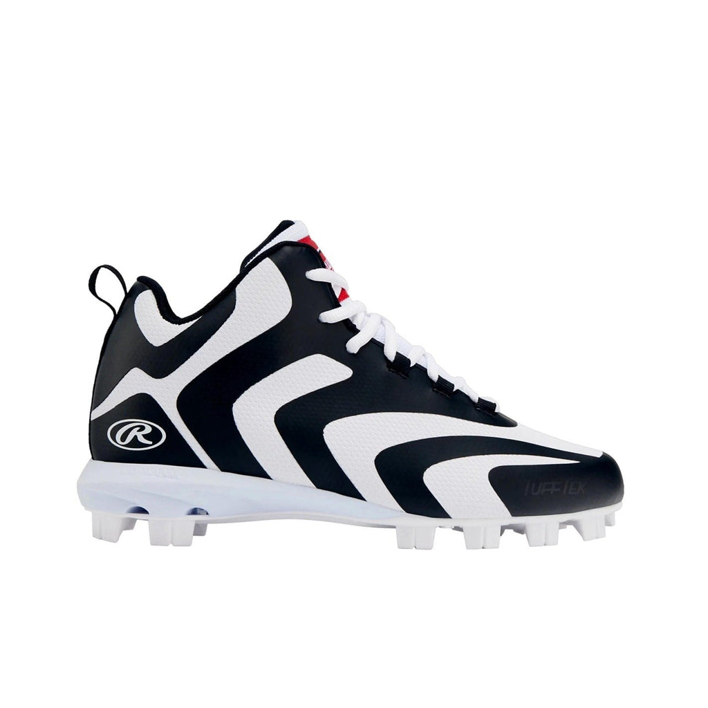 Rawlings Mens Rookie Mid Baseball Cleats Size 7.5 White Black NWOB