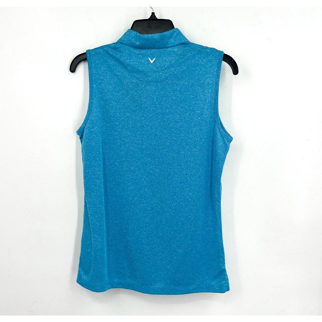 CALLAWAY Womens Polo Shirt Small Vivid Blue Heather 1/4 Zip Sleeveless NWT