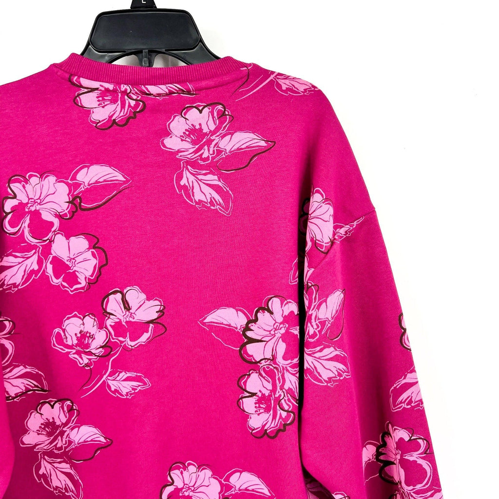 PUMA Women's Essentials Floral Vibes Sweatshirt Small Pink Magenta Crewneck NWT