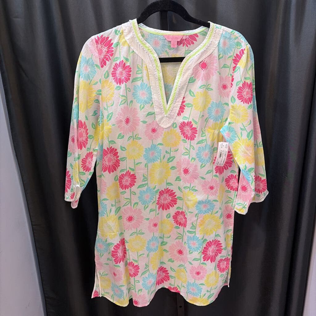 Lilly Pulitzer Floral LS Cotton Tunic COVER UPS L