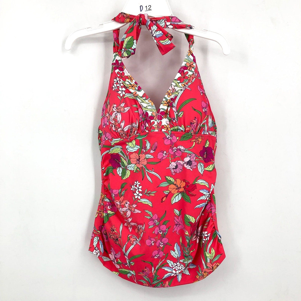 TOMMY BAHAMA Summer Floral Reversible Tankini Top Small Pink Gingham NWT