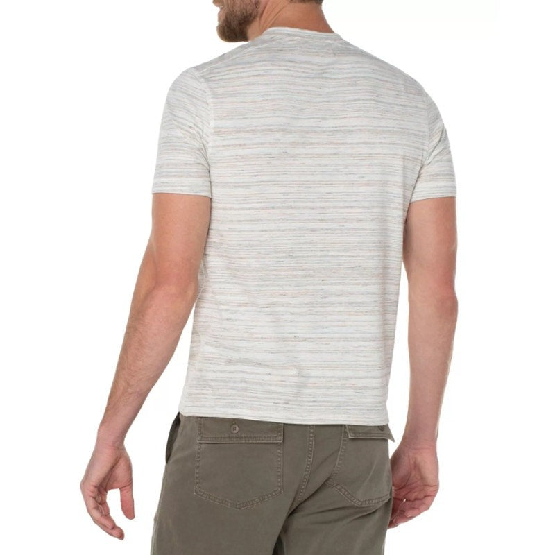 LIVERPOOL Men's Short Sleeve Henley Top Small Cream Space Dyed NWT