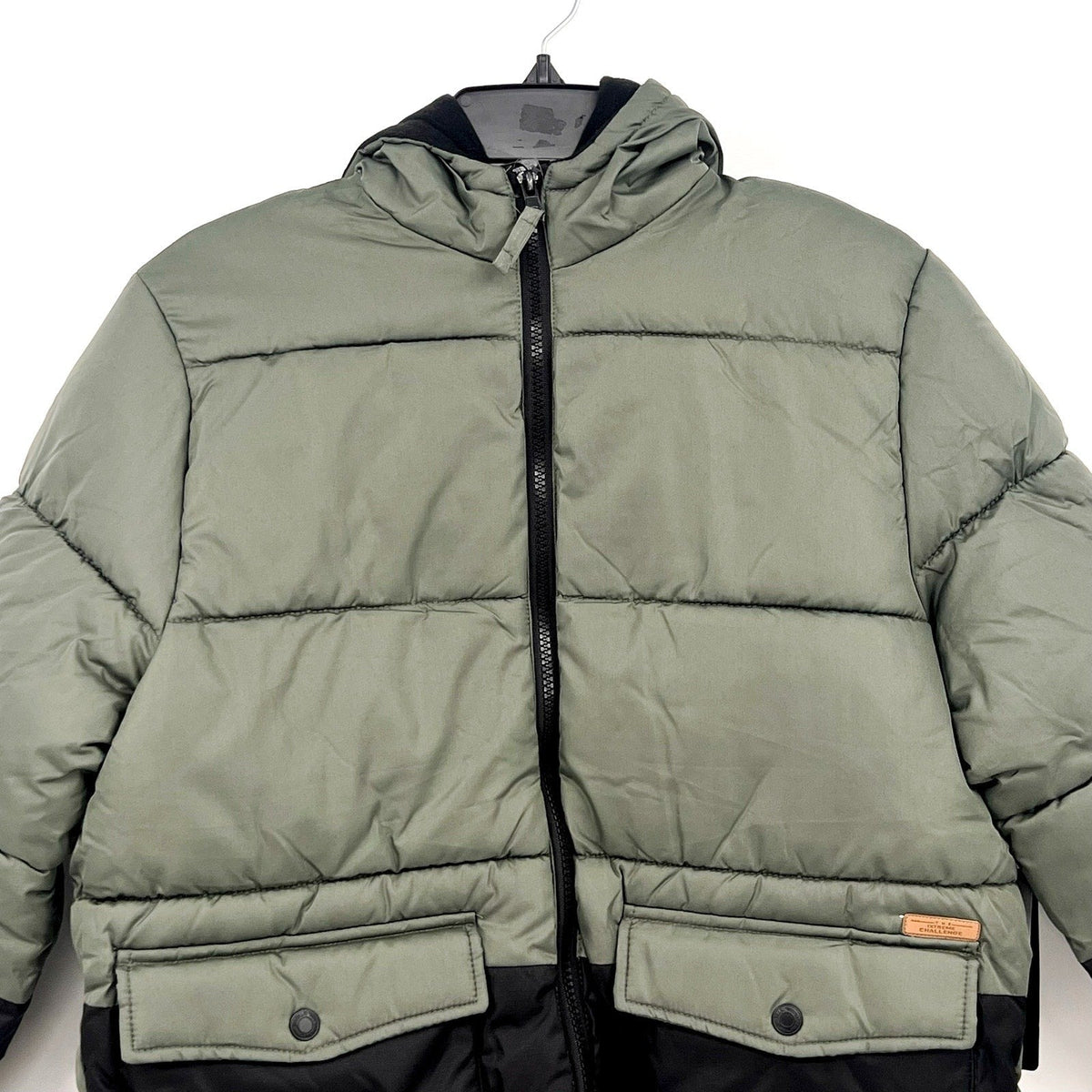IXTREME Boy's Hooded Colorblock Puffer Winter Coat XL 14/16 Green Black NWT