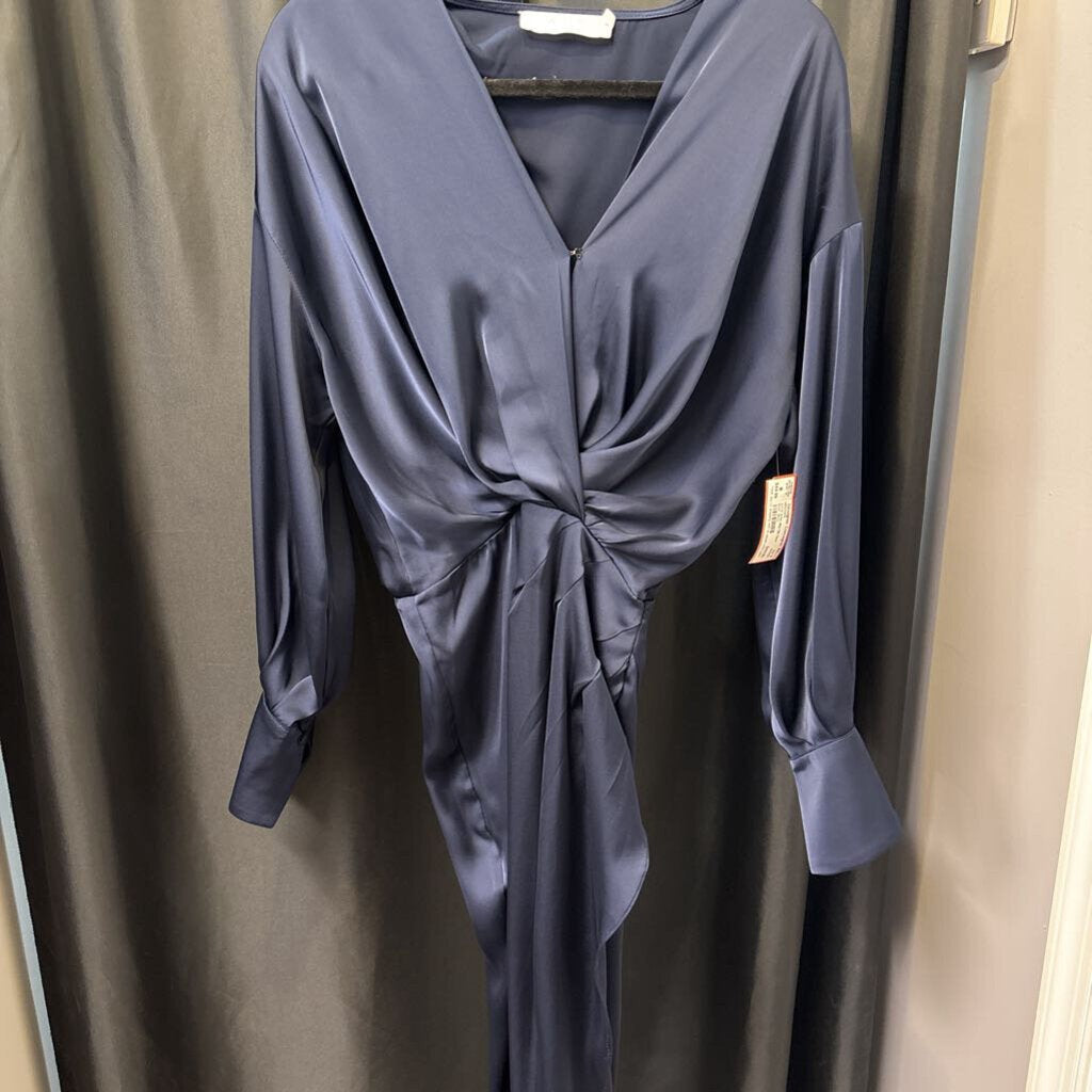 ASTR Satin Midi Slit Open Back DRESSES M
