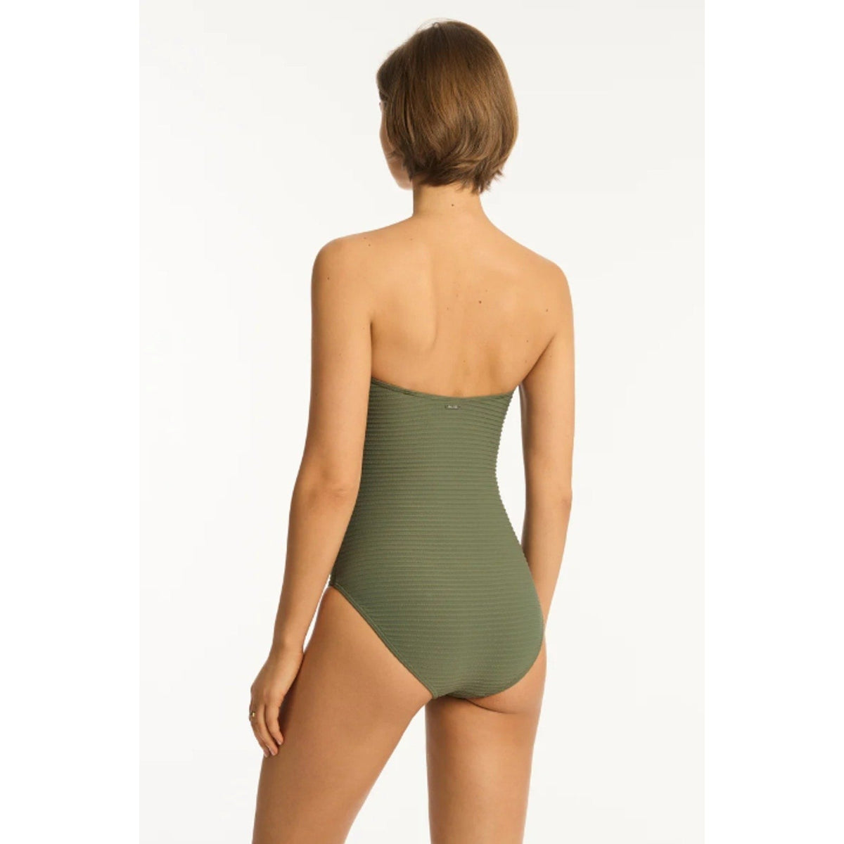 SEA LEVEL SWIM Spinnaker U Bar Bandeau One Piece Swimsuit Size 12 Green NWT