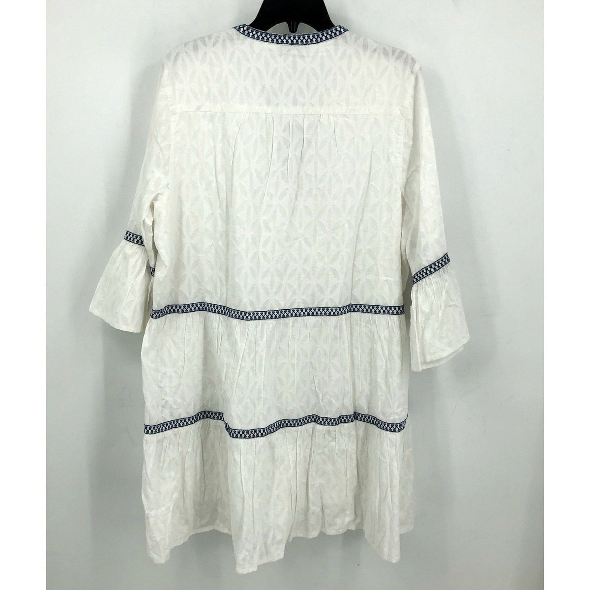 TOMMY BAHAMA Cotton Clip Embroidered Tier Coverup Dress XL White Jacquard NWT