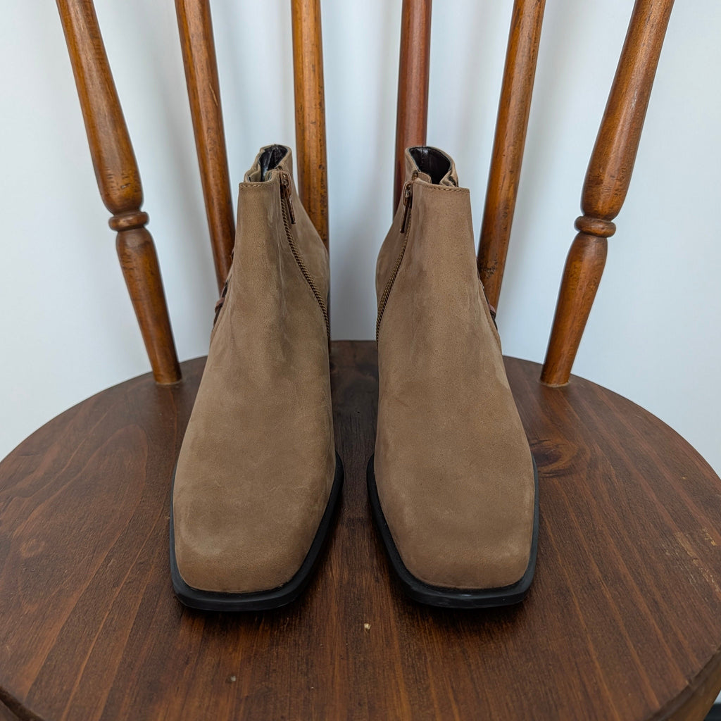 Etienne Aigner Saddle Heels Booties Leather Lace Up Side - 7.5 M