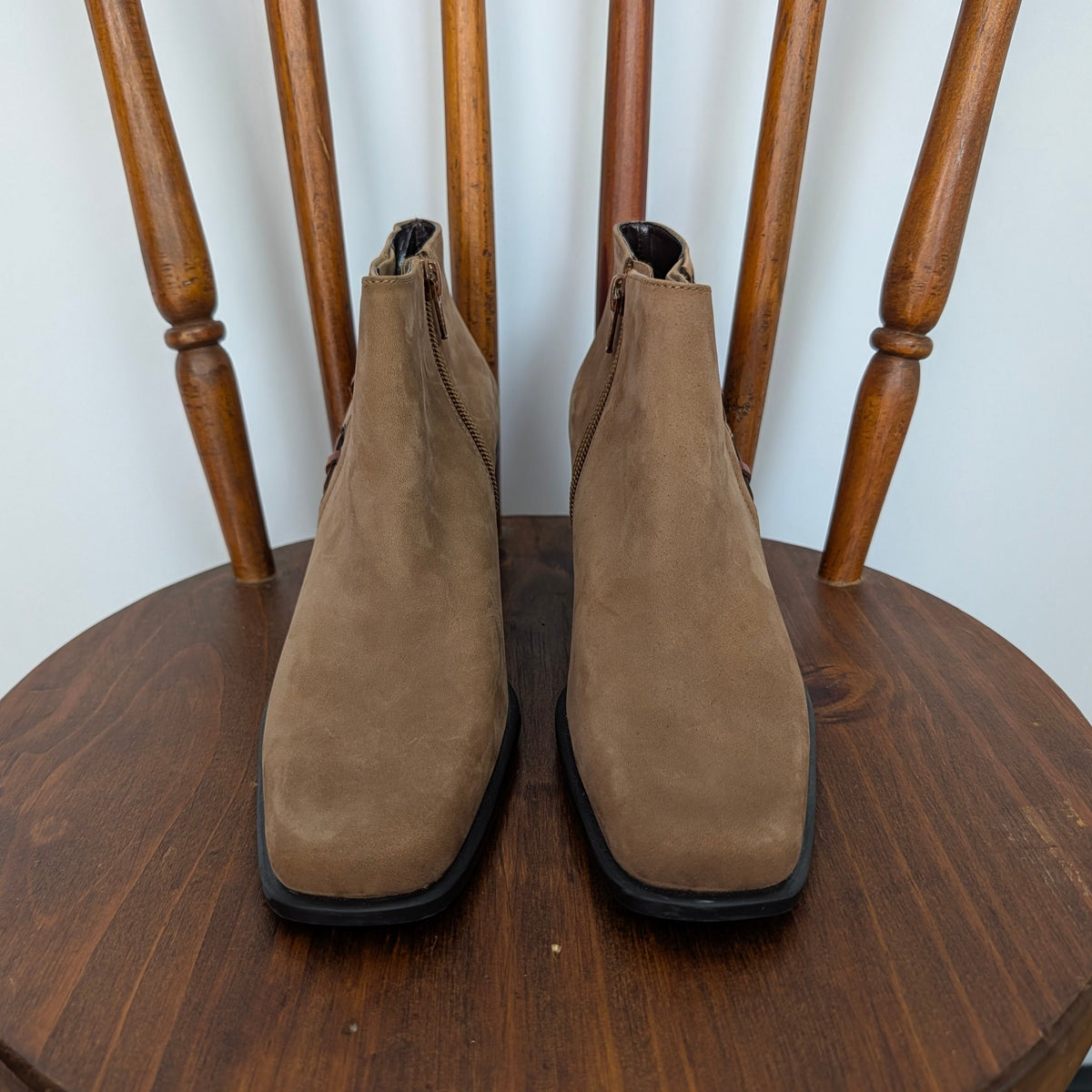 Etienne Aigner Saddle Heels Booties Leather Lace Up Side - 7.5 M