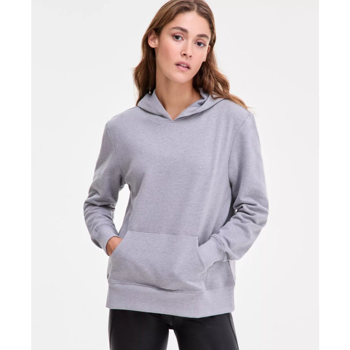 IDEOLOGY Women's Fleece Hoodie Large Grey Zinc Heather Sweatshirt NWT