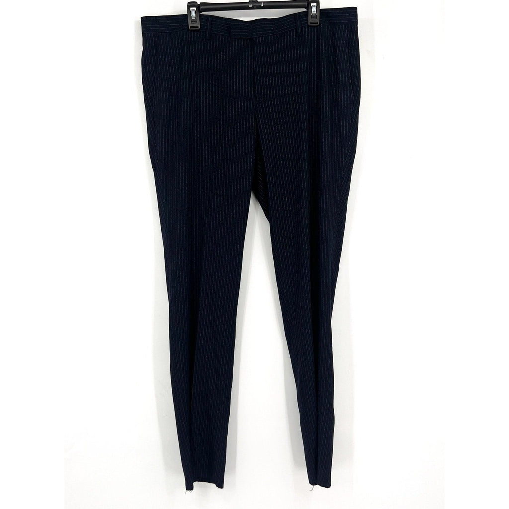 SOUL OF LONDON Men's Flat Front Dress Pants 40R Navy Blue Pinstriped NWOT