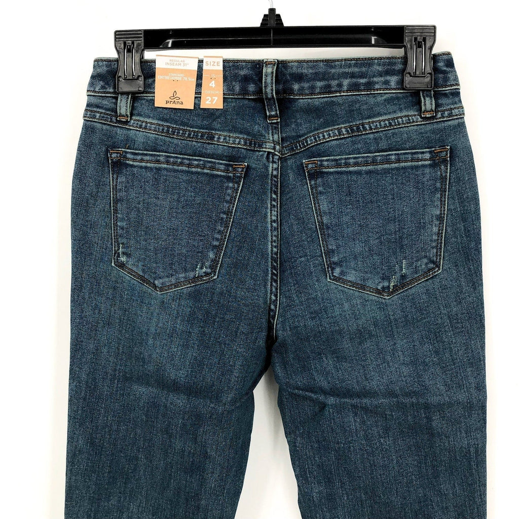PRANA Womens Sienna Mid Rise Skinny Jeans 27x31 US 4 True Blue Stretch Denim NWT