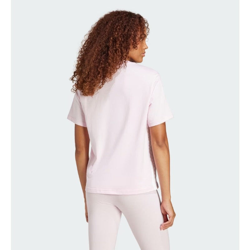 ADIDAS Women's Essentials 3-Stripes Cotton Tee XS Pink White Short Sleeve NWT
