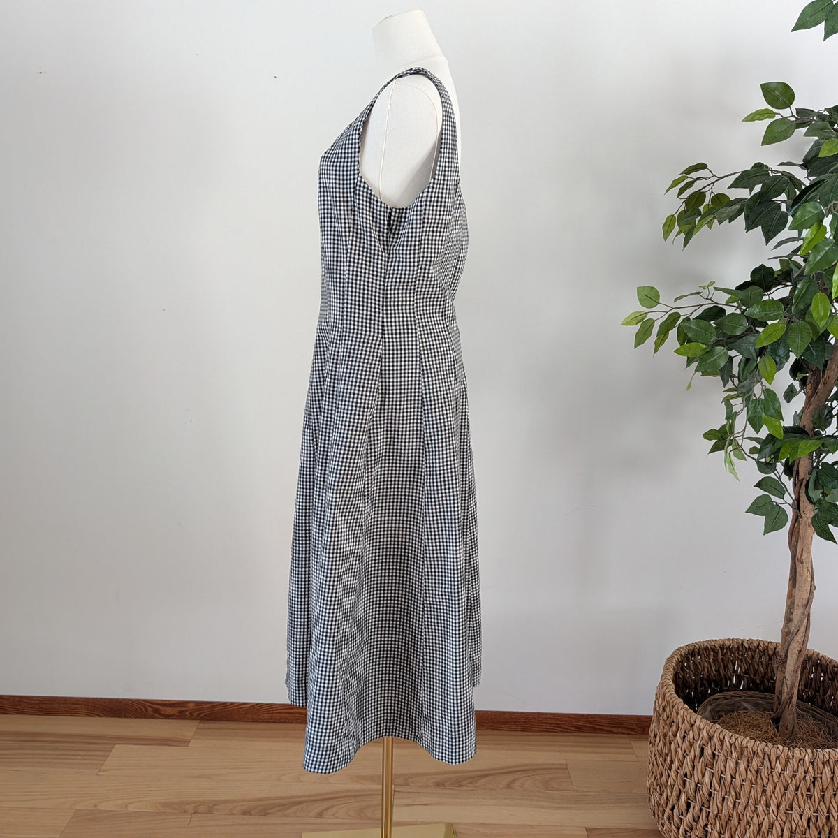 Gingham Plaid Midi Dress -6/S