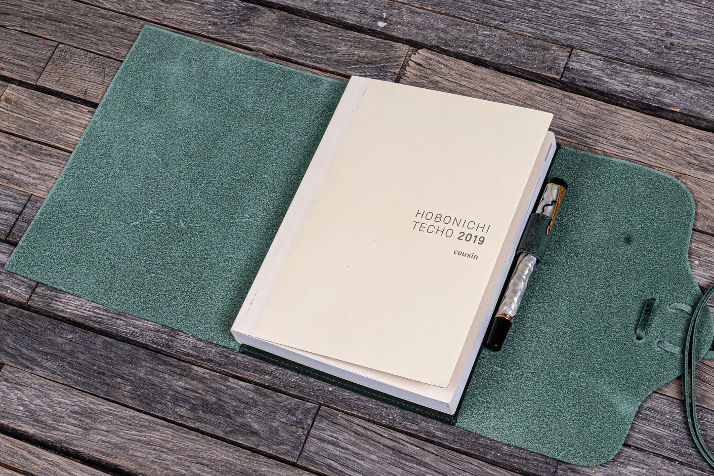 Refillable Leather Wrap Journal / Planner Cover - Crazy Horse Forest Green