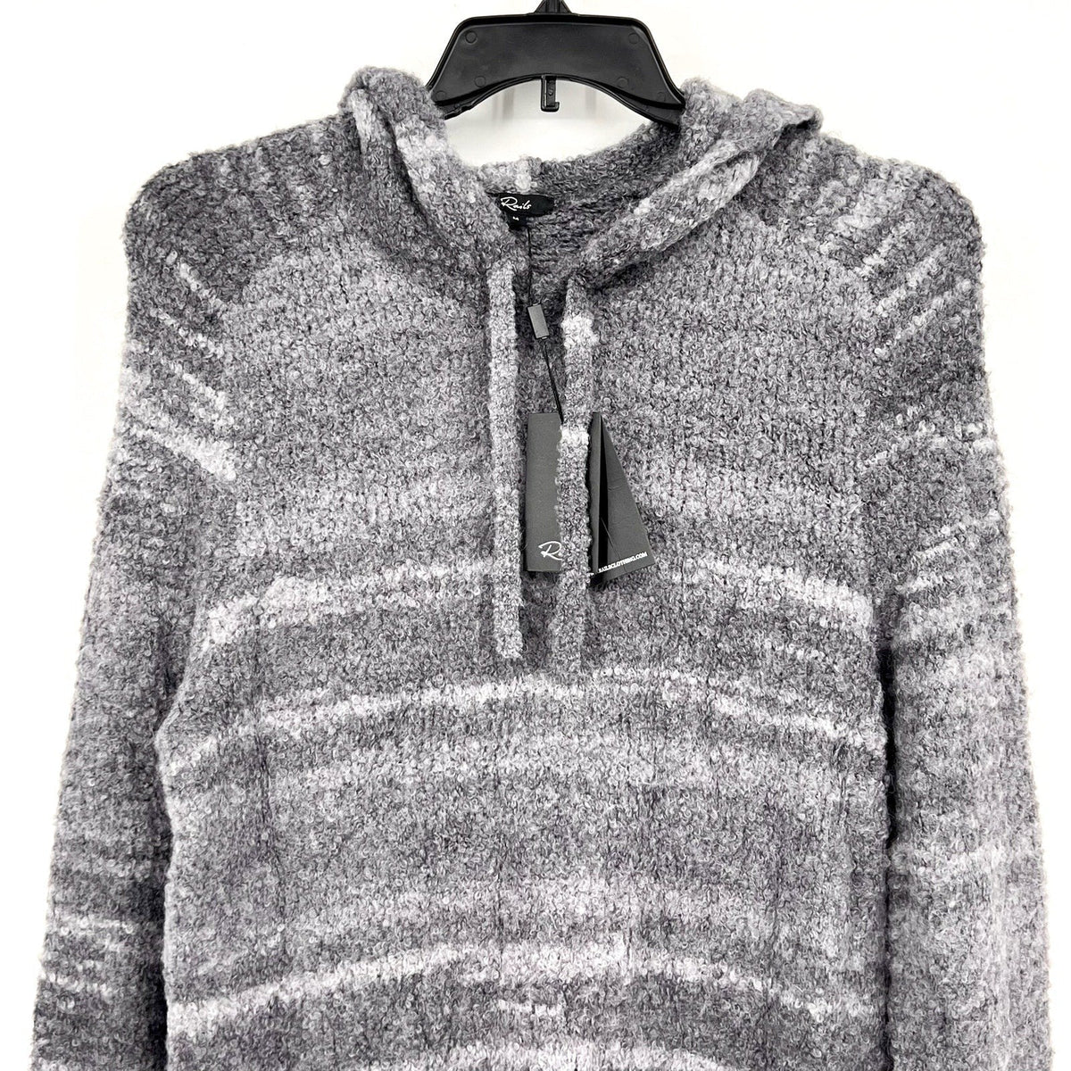 RAILS Men's Long Sleeve Rollins Hoodie Sweater Medium Storm Gray Boucle Knit NWT