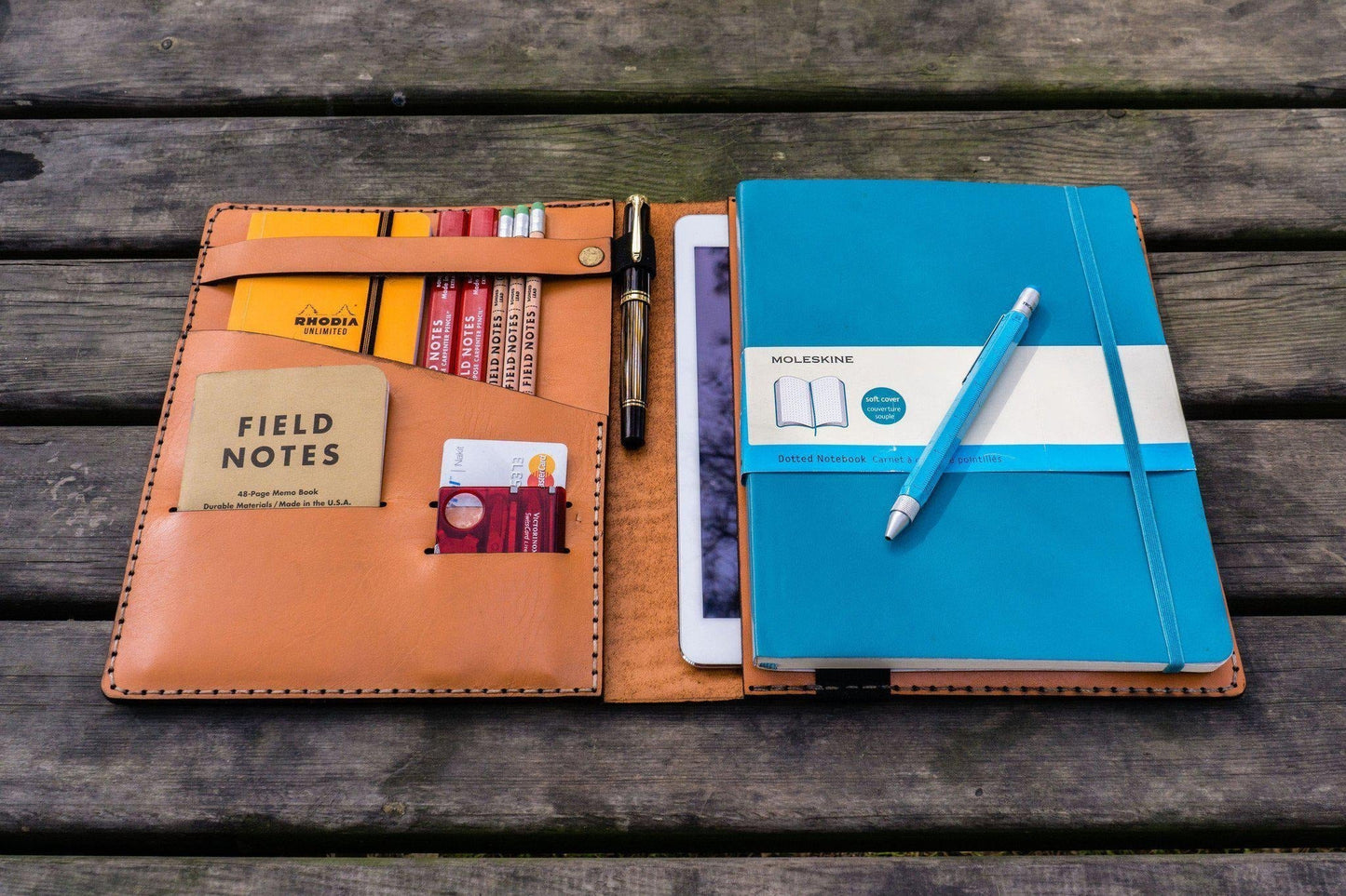 Leather Leuchtturm1917 B5 Notebook & iPad Air/Pro Cover - Orange